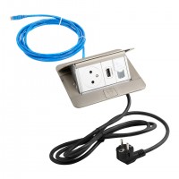 LEGRAND Pop-up v2, 1 x prise électrique 230 V, 1 x data RJ45, 1 x HDMI, inox
