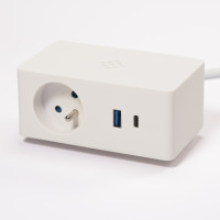 VersaQ HUB 1x 230V, 1x RJ45, USB A+C 5V, 1x HDMI, charge sans fil QI, blanc