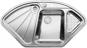 BLANCO 523667 Évier Delta II-F InFino c/excentr.2 trous acier inox satiné brilla