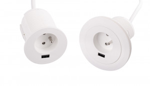 VersaTag prise électrique 1x 230V Française, 1x USB A, blanc