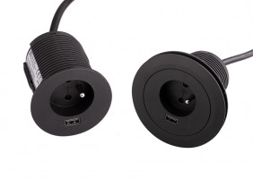 VersaTag prise électrique 1x 230V FR, 1x USB A, noir