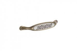 TULIP poignée Margarita 96 laiton ancien/porcelaine/motif