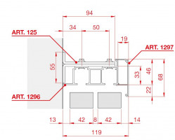 TERNO porte coulissante intérieure 40-80kg, art. S.125 support guidage supérieur