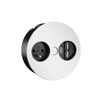 BACHMANN 931.232 Twist USB, 1x 230V, 1x USB-A double chargeur, blanc mat