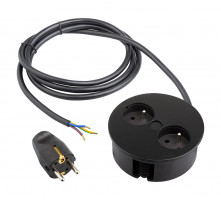 BACHMANN 931.152 prise électrique Twist, 2x 230V FR, noir mat