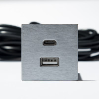 VersaPick chargeur, 1x USB A/C, carré, inox