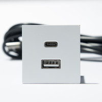 VersaPick chargeur, 1x USB A/C, carré, blanc mat RAL 9003