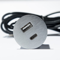 VersaPick chargeur, 1x USB A/C, rond, inox