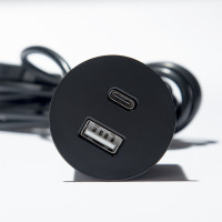 VersaPick chargeur, 1x USB A/C, rond, noir mat