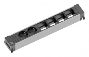 BACHMANN 916.025 Power Frame 2x Schuko, 4x module libre