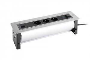 VersaTurn prise électrique 3x 230V fr, USB A/C, surface inox