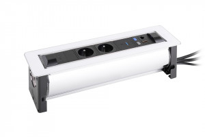 VersaTurn prise électrique 2x 230V FR, USB A/C, 1x RJ45, HDMI, verre blanc