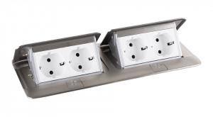 LEGRAND Pop-up double, 4x 230V, inox, schuko