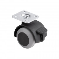 StrongCastors roue a bande souple O40mm avec platine et frein gris
