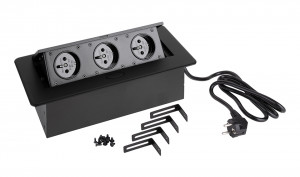 StrongPower prise électrique 3x 230V, française, noir