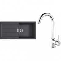 FRANKE Ensemble T108Č S2D 611-100 noir + FP 9000.031