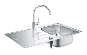 GROHE 31562SD1 ensemble K200 acier inox brossé + Bau Edge chrome