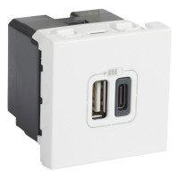 LEGRAND 077592 Pop-up chargeur USB A/C, (2mod), blanc, 3A