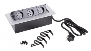 StrongPower prise électrique 3x 230V, française, argent