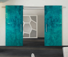 K-TERNO Diva Fluid ensemble de ferrures pour 2 portes bois frein 3m argenté