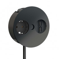 BACHMANN 931.131 Twist, 1x 230V + 1x USB-A/A, noir mat (RAL 9005), SCHUKO