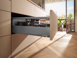 BLUM ensemble Merivobox, tiroir E reling, 500mm/70kg, gris foncé OG