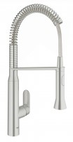 K-GROHE robinet évier K7 avec douchette pro, foot control, Supersteel