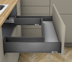 K-BLUM Merivobox, tiroir M 500mm/40kg, gris foncé OG, vis a bois, évier