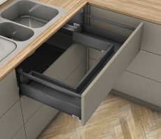 K-BLUM Merivobox, tiroir E reling 550mm/40kg, gris foncé OG, Inserta, évier
