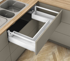 K-BLUM Merivobox, tiroir E reling 600mm/40kg, blanc, vis a bois, évier