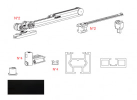 TERNO Universal Eclettica kit pour portes coulissantes 2600x1200mm, amortisseur,