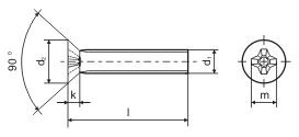 Vis tete fraisée zinc blanc M4x20