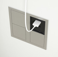VersaHit Dual prise électrique 1x 230V, Fr, USB A/C 5V alu brossé