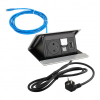 LEGRAND prise électrique PopUp, 1x 230V FR, 1x RJ45, 1x HDMI, alum. anodisé