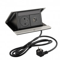 LEGRAND prise électrique PopUp, 1x 230V FR, 1x USB A+C, alu brossé