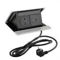 LEGRAND prise électrique PopUp, 1x 230V FR, 1x USB A+C, alu elox