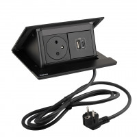 LEGRAND prise électrique PopUp, 1x 230V FR, 1x USB A+C, noir mat