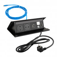 LEGRAND prise électrique PopUp, 2x 230V FR, USB A+C, RJ45, HDMI, noir mat