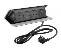 LEGRAND prise électrique PopUp, 3x 230V FR, 1x USB A+C, alu anodisé