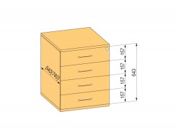 K-BBP conteneur 540mm type 8/V 3 tiroir coulisse métal coulisse a sortie totale
