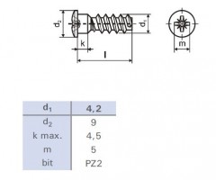 Euroscrew 6.3x13/9 half-round head 9mm PZ2 zinc white Euroscrew 6.3x13/9 half-round head 9mm PZ2 zinc white