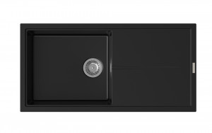StrongSinks S3 Évier granit Labe 1000 1000x500mm avec égouttoir noir