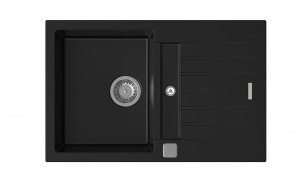 StrongSinks S3 Évier granit Vardar 780, 780x500mm avec égouttoir et bac noir