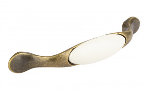 TULIP Poignée Gipa 96 doré vintage/porcelaine blanc + vis