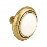 TULIP Bouton Gipa doré ancien/porcelaine blanche + vis