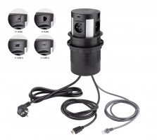StrongPower Tiroir éléctrique coulissant, 4x230V, FR, RJ45, USB A+C, HDMI, sans