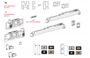 TERNO Diva Fluid ensemble pour cadre porte 80kg 1000/2200, 2x amortisseur, argen
