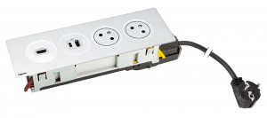 K- LEGRAND prise électrique Disq´In 2x 230V FR + 1x USB A+C, HDMI, blanc/blanc