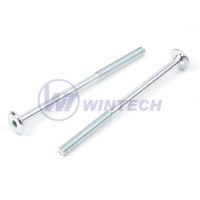 Vis meuble de liaison M6x90 zinc blanc tete plate 15mm