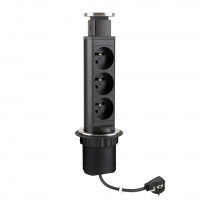 StrongPower Prise électrique télescopique, 3x 230V FR, noir